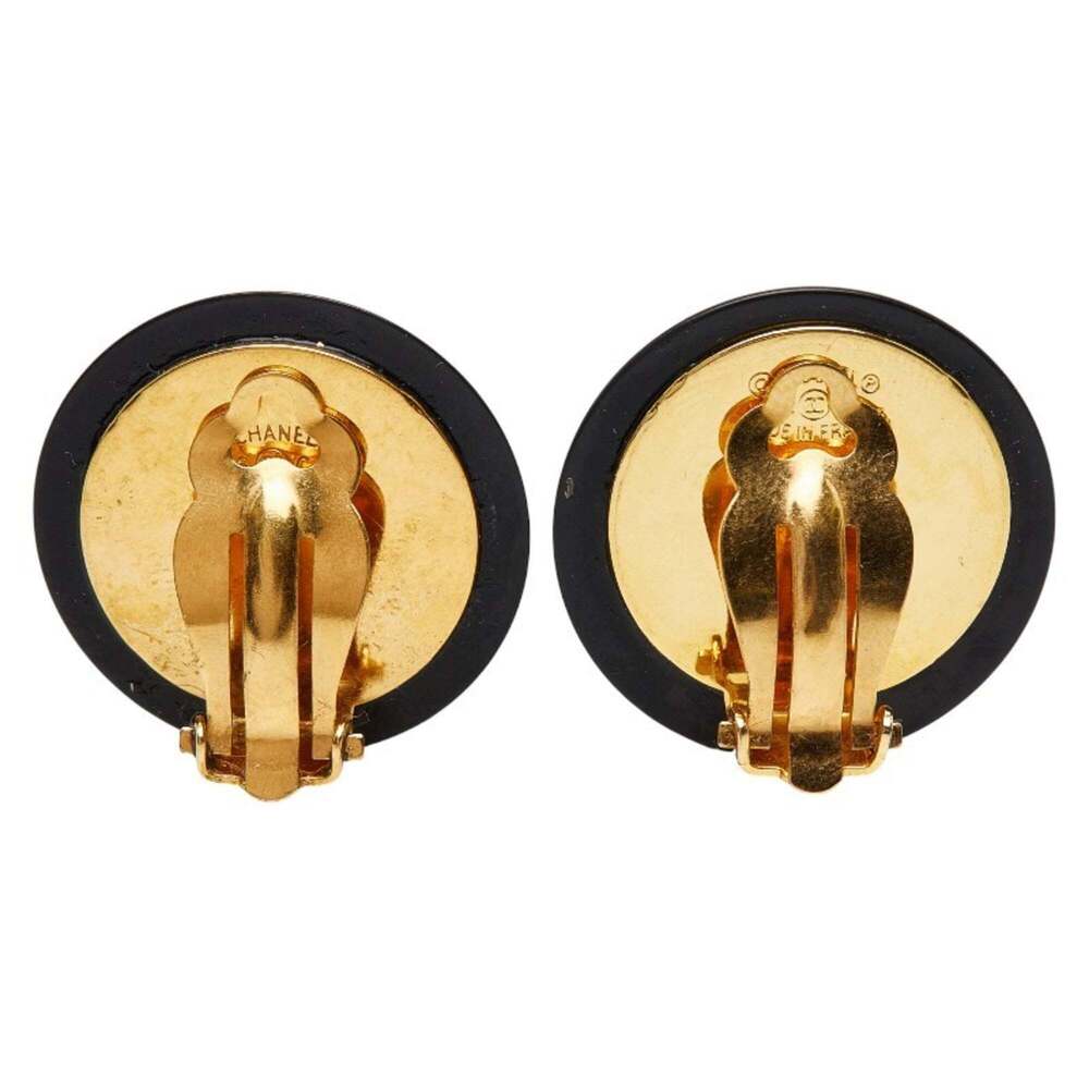 CHANEL Vintage Black Logo Earrings - Picture 3 of 6